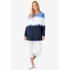 Woman Within Plus Size Tie-Dyed Knit Sweatshirt Tunic(Pine Ikat Tie Dye)