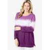 Woman Within Plus Size Tie-Dyed Knit Sweatshirt Tunic(Plum Purple Ikat Tie Dye)