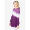 Woman Within Plus Size Tie-Dyed Knit Sweatshirt Tunic(Plum Purple Ikat Tie Dye)