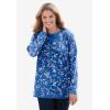 Woman Within Plus Size Ultra Soft Waffle Thermal Sweatshirt(Bright Cobalt Multi Delicate Floral)