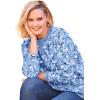 Woman Within Plus Size Ultra Soft Waffle Thermal Sweatshirt(French Blue Dancing Floral)
