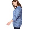 Woman Within Plus Size Ultra Soft Waffle Thermal Sweatshirt(French Blue Dancing Floral)