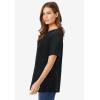 Woman Within Plus Size Waffle Thermal Satin Trim Tee(Black)