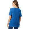Woman Within Plus Size Waffle Thermal Satin Trim Tee(Bright Cobalt)