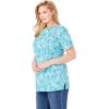 Woman Within Plus Size Waffle Thermal Satin Trim Tee(Heather Grey)