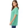Woman Within Plus Size Waffle Thermal Satin Trim Tee(Pale Seafoam)