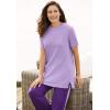 Woman Within Plus Size Waffle Thermal Satin Trim Tee(White)