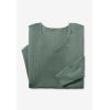 Woman Within Plus Size Waffle Thermal V-Neck Tee(Deep Claret Flower Embroidery)