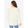 Woman Within Plus Size Waffle Thermal V-Neck Tee(Ivory Flower Embroidery)