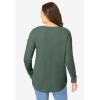 Woman Within Plus Size Waffle Thermal V-Neck Tee(Pine Flower Embroidery)