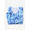 Woman Within Plus Size Waffle Thermal V-Neck Tee(Toffee Flower Embroidery)