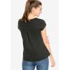ellos Plus Size Cotton Jersey Slub Cap Sleeve Trapeze Tee(Black)