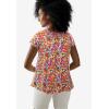 ellos Plus Size Cotton Jersey Slub Cap Sleeve Trapeze Tee(Black Multi Floral)