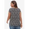 ellos Plus Size Cotton Jersey Slub Cap Sleeve Trapeze Tee(Black White Ditsy Floral)