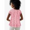 ellos Plus Size Cotton Jersey Slub Cap Sleeve Trapeze Tee(Delicate Pink White Floral)