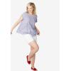 ellos Plus Size Cotton Jersey Slub Cap Sleeve Trapeze Tee(Navy White Ditsy)
