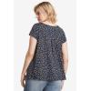 ellos Plus Size Cotton Jersey Slub Cap Sleeve Trapeze Tee(Navy White Ditsy)