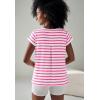 ellos Plus Size Cotton Jersey Slub Cap Sleeve Trapeze Tee(White Raspberry Sorbet Stripe)