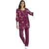 Woman Within Plus Size 7-Day Three-Quarter Sleeve Pintucked Henley Tunic(Deep Claret Magnolia)