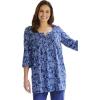 Woman Within Plus Size 7-Day Three-Quarter Sleeve Pintucked Henley Tunic(Navy Paisley Floral)