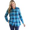 Woman Within Plus Size Classic Flannel Shirt(Bright Cobalt Plaid)