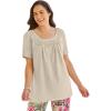 Woman Within Plus Size Crochet-Trim Knit Top(Natural Khaki)