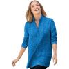 Woman Within Plus Size French Terry Quarter-Zip Sweatshirt(Bright Cobalt Marled)