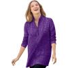 Woman Within Plus Size French Terry Quarter-Zip Sweatshirt(Radiant Purple Marled)