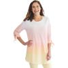 Woman Within Plus Size French Terry Tie-Sleeve Sweatshirt(Banana Ombre)