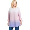 Woman Within Plus Size French Terry Tie-Sleeve Sweatshirt(Pink Ombre)