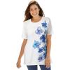 Woman Within Plus Size Graphic Tee(White Blue Floral)