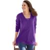 Woman Within Plus Size Layered-Look Lace Trim Tee(Radiant Purple)
