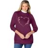 Woman Within Plus Size Layered-Look Sweatshirt(Deep Claret Floral Heart)