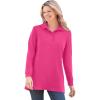 Woman Within Plus Size Long-Sleeve Polo Shirt(Raspberry Sorbet)