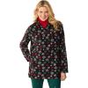 Woman Within Plus Size Microfleece Quarter-Zip Pullover(Black Festive Snowflakes)