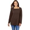 Woman Within Plus Size Perfect Long-Sleeve Square-Neck Tee(Chocolate)