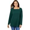 Woman Within Plus Size Perfect Long-Sleeve Square-Neck Tee(Emerald Green)