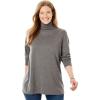 Woman Within Plus Size Perfect Long-Sleeve Turtleneck Tee (Petite Available)(Classic Medium Heather Grey)