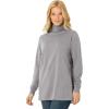 Woman Within Plus Size Perfect Long-Sleeve Turtleneck Tee (Petite Available)(Heather Grey)