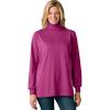 Woman Within Plus Size Perfect Long-Sleeve Turtleneck Tee (Petite Available)(Raspberry)