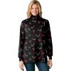 Woman Within Plus Size Perfect Printed Long-Sleeve Turtleneck Tee(Black Mistletoe)