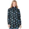 Woman Within Plus Size Perfect Printed Long-Sleeve Turtleneck Tee(Blue Rose Ditsy Bouquet)