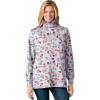Woman Within Plus Size Perfect Printed Long-Sleeve Turtleneck Tee(Heather Grey Red Pretty Floral)