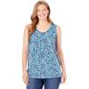 Woman Within Plus Size Perfect Printed Scoopneck Tank(Heather Grey Azure Blossom Vine)