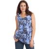 Woman Within Plus Size Perfect Printed Scoopneck Tank(Navy Floral Tie Dye)