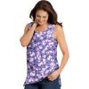Woman Within Plus Size Perfect Printed Scoopneck Tank(Soft Iris Blossom Vine)
