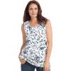 Woman Within Plus Size Perfect Printed Scoopneck Tank(White Butterflies)