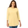 Woman Within Plus Size Perfect Three-Quarter Sleeve Crewneck Tee(Banana)