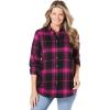 Woman Within Plus Size Petite Classic Flannel Shirt(Pink Black Plaid)