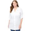 Woman Within Plus Size Pintucked Button Down Gauze Shirt(White)